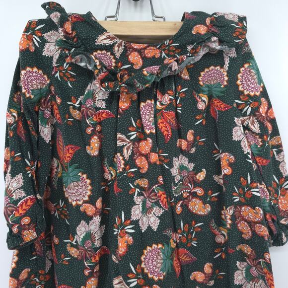 Old Navy 4T Boho Holiday Heritage Floral Dress Balloon Sleeves Ruffle Neckline - Picture 2 of 10